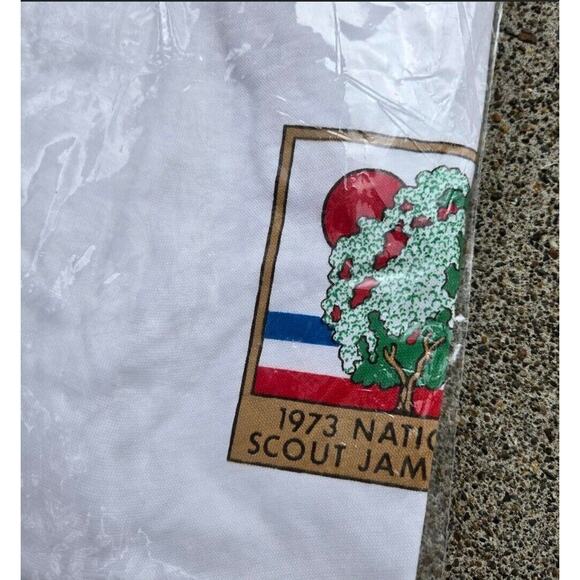 Vtg 70s Boy Scouts 1973 Scout Jamboree Ringer T Shirt White Medium NOS In Pack - Picture 2 of 3